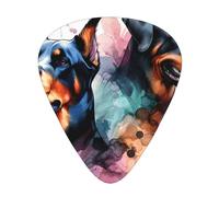 Doberman-Rottweiler-Watercolor 12 Pack Guitar Picks With 3 Thicknesses And Storage Box, Abs Plectrums For Electric Bass Guitar Players