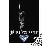 Doberman Trust Yourself Diamond Graphic 1000 Piece Jigsaw Puzzle, 38x26cm/1000pcs, for Adults, New Year Hobby, Relaxing Home Time And A Calmer Routine