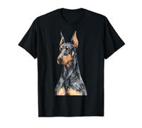 Dobermann Pinscher Watercolour Portrait for Dog Owners T-Shirt