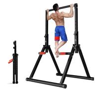 DOBESTS Foldable Power Tower Dip Station Pull Up Bar Free Stand Fitness Equipment for Home Gym Strength Training 700 LBS,Height Adjustable Multifunctional Triangular Legs (Black Style 2)