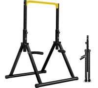 DOBESTS Foldable Power Tower Pull Up Bar Dip Station Free Stand Fitness Equipment for Home Gym Strength Training 700 LBS, Height Adjustable Multifunctional Triangular Legs (011, yellow)