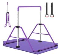 DOBESTS Folding Gymnastics Bar with Mat, Adjustable Height Horizontal Bar