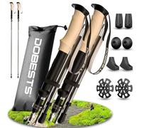 DOBESTS Walking Hiking Poles, 2 Pack Folding Trekking Stick with Quick Lock System, Nordic Walking Sticks for Women and Men, Walking Poles Lightweight Telescopic (Silver Grey-Cork Grips)
