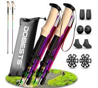 DOBESTS Walking Hiking Poles, 2 Pack Folding Trekking Stick with Quick Lock System, Nordic Walking Sticks for Women and Men, Walking Poles Lightweight Telescopic (Multicolor-Cork Grips)