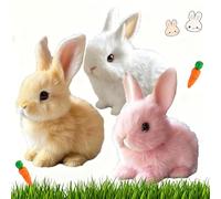 DobeTiny Easter Bunny Toy, Rabbit Interactive Hopping Electronic Pet Plush Bunny Toy with Sounds and Movements Animated Walking Wiggle Ears Twitch Nose (Brown+White+Pink)