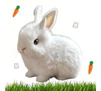 DobeTiny Easter Bunny Toy, Rabbit Interactive Hopping Electronic Pet Plush Bunny Toy with Sounds and Movements Animated Walking Wiggle Ears Twitch Nose (White)