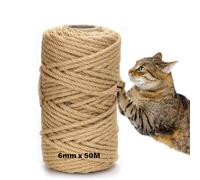 DOBIGER 50 m Sisal Rope for Scratching Post 6 mm, Natural Sisal Rope for Cats, Scratching Rope, Household, Garden, DIY, Decoration