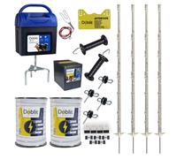 Doblit A9 "Horse & Pony" Electric Fence Kit | 9V Battery Powered Energiser w/ Battery, 20x 156cm Extra Tall Posts, 400m Poly Tape & Accessories | Complete Kit