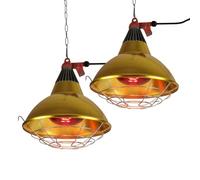 Doblit Infrared Heat Lamp Reflector & 250W Heat Bulb | High / Low Switch | Puppy Whelping, Chicks, Incubator, Lambs, Piglets (Twin Pack)