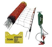 Doblit Poly Netting Kit | Portable & Electrifiable 90cm Tall Net Fence with 12v Energiser & Warning Signs | 14x Double Spiked PVC Posts | Ideal for Sheep, Goats, Alpaca & Llamas (4 Net(s) (200m))