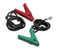 Doblit Replacement Live and Earth Heavy Duty Connection Leads For Electric Fence Energiser | Red & Green | Fence and Ground Spares | 130cm Insulated Cable with Crocodile Clip | Stainless Steel Teeth
