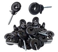 Doblit Ring Insulator Electric Fencing Heavy Duty Screw-In Insulators for Wooden Posts Insulated Ring with Continious Steel Screw Poly Wire Rope Up to 10mm (Pack of 100)