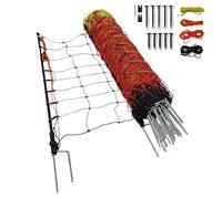 Doblit Sheep Netting Poly Net Fence - 14x PVC Posts. Double-Spike Ground Peg, Portable Netting for Sheep, Goats & More (50m Length, 90cm Tall, Orange)