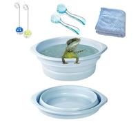 Doblopup Bearded Dragon Bath,Foldable Bearded Dragon Bath Tub with 2Pcs Reptile Bath Brush and 1Pcs Lizard Towel, Bearded Dragon Swimming Pool Toy Accessories for Bearded Dragon