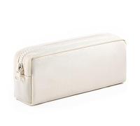 DOBMIT Big Capacity Pencil Case, Pure Color Pen Pouch with Zipper Stationary Storage Bag for Students Officers, Cream White