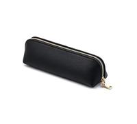 DOBMIT Pencil Case, PU Leather Storage Pouch with Zipper Pure Colo Pen Pouch, Black
