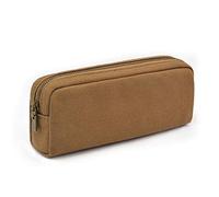 DOBMIT Pencil Pen Case, Big Capacity Pencil Pouch Canvas Makeup Bag for Adult Durable Office Stationery Organizer - Brown