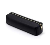 Dobmit PU Pencil Pen Case Portable Stationery Bag Big Capacity Pencil Pouch Cosmetic Organizer Bag for Woman and Man - Black