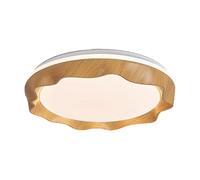 DOBQHWY Japanese Style Ironwork Ceiling Light Elegant Imitation Wood Grain Flush Lamp Flush-Mounted Panel Lights Fixtures Energy Saving 3 Dimmable Flat Lighting for Bedroom Kitchen Dining Study