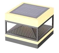 DOBQHWY Landscape Solar Powered Stigma Column Headlight 1 Pack Square Post Cap Light European-style High Brightness Pillar Lighss With Remote Control Dimmable Floor Lighting Fixture For Fence Post Law