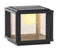 DOBQHWY Solar Stigma Column Headlight for Landscape Flat Surface Waterproof Post Lights with Remote Control Lantern Pillar Lighting Fixture 1 Pack Tempered Glass Lampshade Deck Cap Lamp for Park