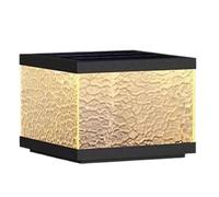 DOBQHWY Square Solar Column Lighting Fixture 1 Pack IP65 Rainproof Post Caps Light with Remote Control Landscape Pillar Lights Glass Lampshade Traditional Floor Lamp for Yard Gate Bollard Patio