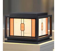 DOBQHWY Square Stigma Lamp with E26/E27 Base 1 Pack Classical Post Light Outdoor Column Caps Lights Hardwiring Wharf Deck Cap Lights for Rural Road Fence Park Street PillarPost Garden Yard