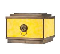 DOBQHWY Square Traditional Solar Powered Pillar Light Outdoor Glass Lampshade Column Lamp 19.7in Large Stigma Column Headlight Lantern Villa Gate Floor Lights for Lawn Backyard Gate Bollard