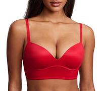 DOBREVA Women's Push Up Bra Padded Wireless Longline Corset Bra Plunge Comfort T Shirt Bras