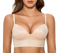 DOBREVA Women's Push Up Bra Padded Wireless Longline Corset Bra Plunge Comfort T Shirt Bras