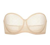 DOBREVA Women's Strapless Bra See Through Sheer Underwired Bras Unlined Plus Size Beige 38E