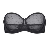 DOBREVA Women's Strapless Bra See Through Sheer Underwired Bras Unlined Plus Size Black 34E