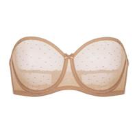 DOBREVA Women's Strapless Bra See Through Sheer Underwired Bras Unlined Plus Size Natural 34DD