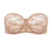 DOBREVA Women's Strapless Bras See Through Sheer Lace Non Padded Underwired Multiway Bra Natural 32C