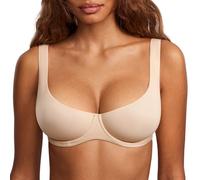 DOBREVA Women's Unlined Balconette Bra Underwire Support Smooth Scoop Neck Plus Size Beige 38DD