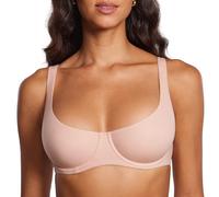 DOBREVA Women's Unlined Balconette Bra Underwire Support Smooth Scoop Neck Plus Size Blush Beige 36D