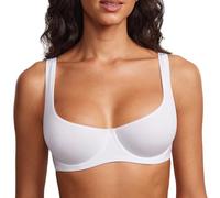 DOBREVA Women's Unlined Balconette Bra Underwire Support Smooth Scoop Neck Plus Size White 40D