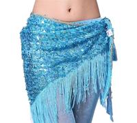 DOBRVVGT Belly Dance Skirt,Sequin Skirt Belly Dance Costumes Mesh Sequins Tassel Belly Dance Hip Scarf for Women Belly Dancing Belts(B)