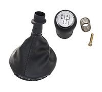 DOBRVVGT Gear Knob, Car Gear Shift Knob Car Gear Shift Knob 5/6 Speed Gear Lever Stick Gaiter Boot Cover Fit Use for VW Transportr T5 T5.1 T6 2003 2005-2015(6 Speed Silver Set)