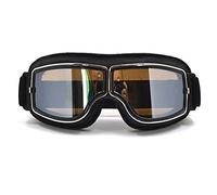 DOBRVVGT Motorcycle Goggles,Ski Goggles Cool Scooter Motocross Goggle Glasses Motorcycle Cycling Goggles Cruiser Steampunk ATV Bicycle Eyewear(BK frame Silver lens)