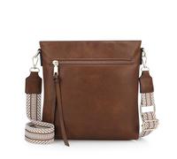 dobsechs Trendy Crossbody Bag for Women, Soft PU Leather Women's Shoulder Handbag, Multiple Pockets Brown Cross Body Bag With Adjustable Wide Strap
