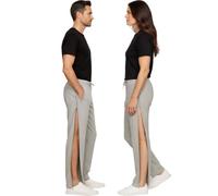 Dobsom Heden Adaptive Joggers for Men and Women, Full-Length Side Zippers, Wheelchair, Post-Surgery & Rehab Trousers, Elastic Waist | XS-5XL (UK, Alpha, 3XL, Regular, Regular, Gray)