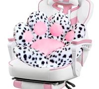 DOBUONO Cat Paw Cushion Kawaii Office Desk Chair Cushion Comfy Plush Cat Paw Shape Gaming Chair Cushion Bear Cute Seat Cushion for Girl, Kawaii Room Bedroom Decorate (White-Black Flecks)