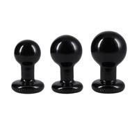 Doc Johnson - The Classics - Classic Round Plug 3 Piece Set Black, Graduated Training Plug Kit, Wide Base Silicone Plug Set for Progressive Stimulation - for Adults Only