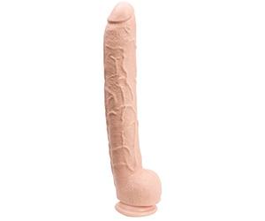 Doc Johnson The Classics - Dick Rambone 17 Inch Realistic Dildo - Extreme Size with Textured Veins, Suction Cup Base, O-Ring Harness Compatible, Phthalate-Free, Body-Safe - for Adults Only
