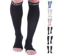 Doc Miller Open Toe Compression Socks for Men & Women, 30-40 mmHg Knee High Support, Toeless Design for Daily Leg Comfort, Breathable Nylon Spandex, 1 Pair