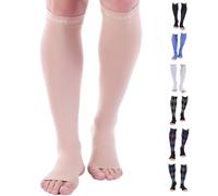 Doc Miller Open Toe Compression Socks for Men & Women, 30-40 mmHg Knee High Support, Toeless Design for Daily Leg Comfort, Breathable Nylon Spandex, 1 Pair