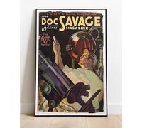 Doc Savage June 1935 Poster : Classic 1930's Pulp Fiction Cover Print : Restored Retro Vintage Reproduction : HUGE 36"x24" (Crime Penny Dreadful Dime Novel Poster)