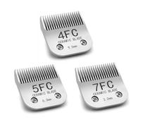 Docal Detachable Clipper Ceramic Blades 4FC/5FC/7FC Silver, Dog Grooming Clipper Replacement Blades Compatible with KM Series Clippers, Most A5, Size-4FC/5FC/7FC, Cut Length 3.2mm to 9.5mm, 3 Packs