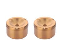 DOCBLACK Stainless Steel lidded Ashtray, Windproof Outdoor Indoor Garden Ash Tray, Gold Metal Outside Ashtrays for Cigarettes, Brushed Finish and Smooth Edge, Easy to Clean, Set of 2